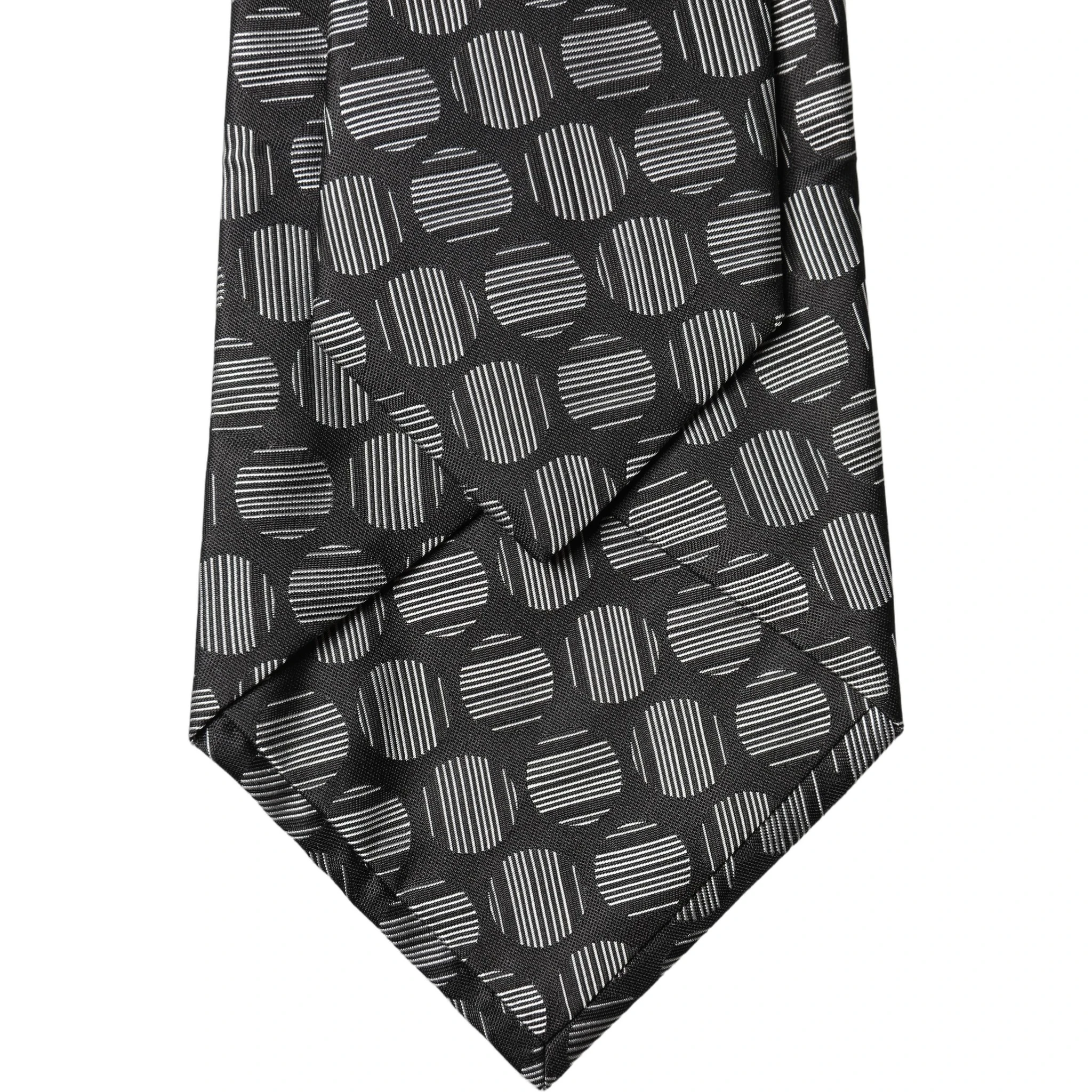 Black White Geometric Silk Adjustable Women Necktie Tie