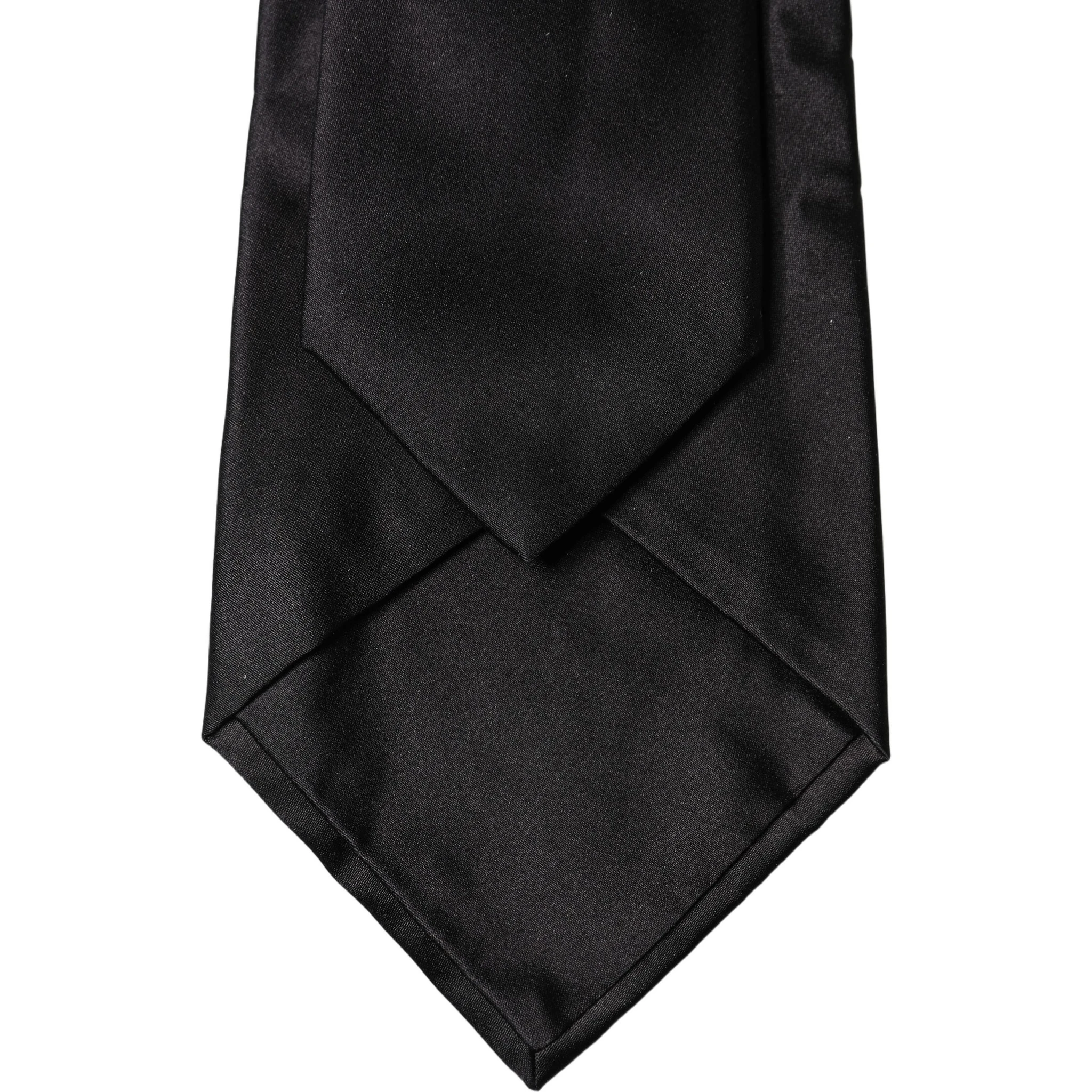 Black Satin Silk Blend Adjustable Women Tied Necktie Tie
