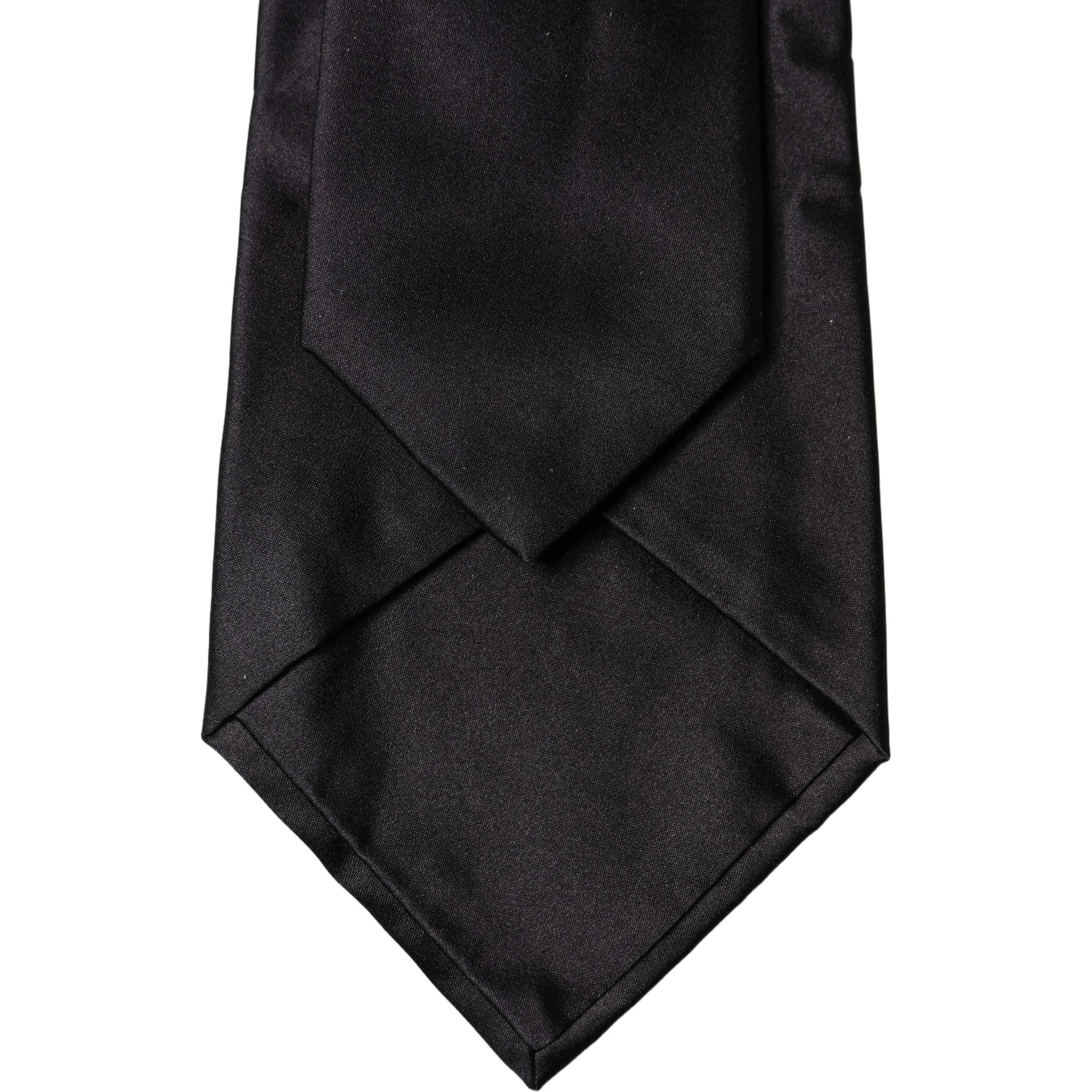 Black Satin Silk Blend Adjustable Women Tied Necktie Tie