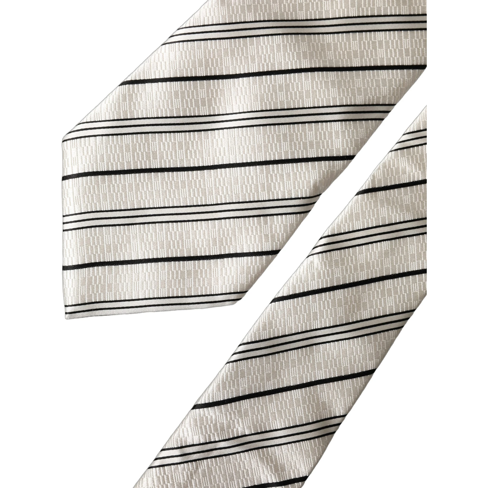 White Black Stripes Silk Adjustable Women Necktie Tie