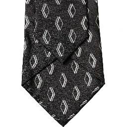 Black Patterned Silk Adjustable Women Tied Necktie Tie