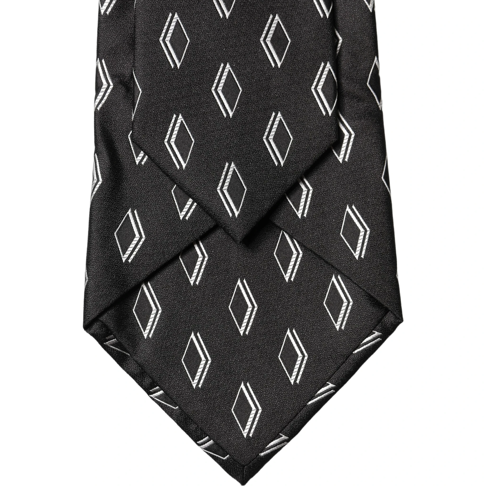 Black Patterned Silk Adjustable Women Tied Necktie Tie