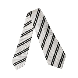 White Black Stripes Silk Adjustable Women Necktie Tie