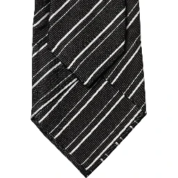 Black White Stripes Silk Adjustable Women Necktie Tie