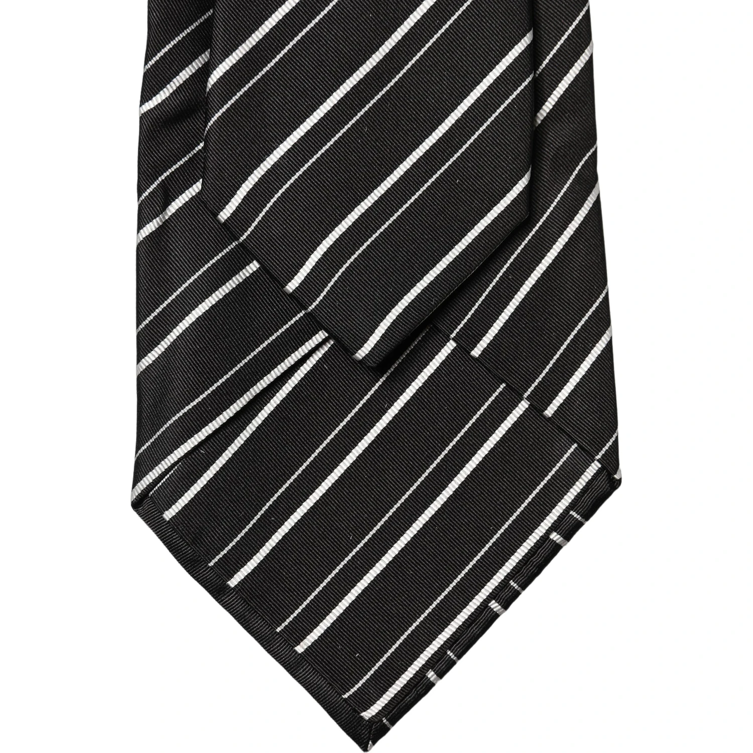 Black White Stripes Silk Adjustable Women Necktie Tie