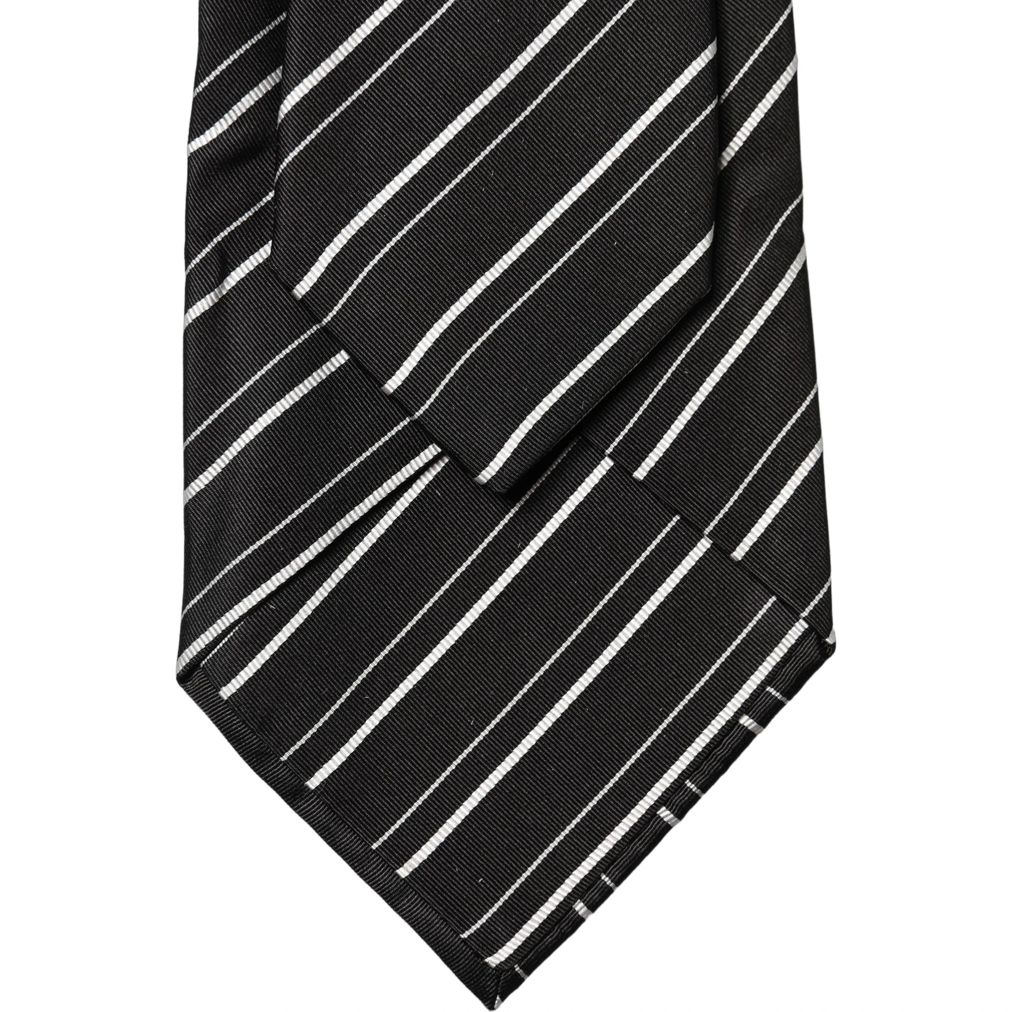 Black White Stripes Silk Adjustable Women Necktie Tie
