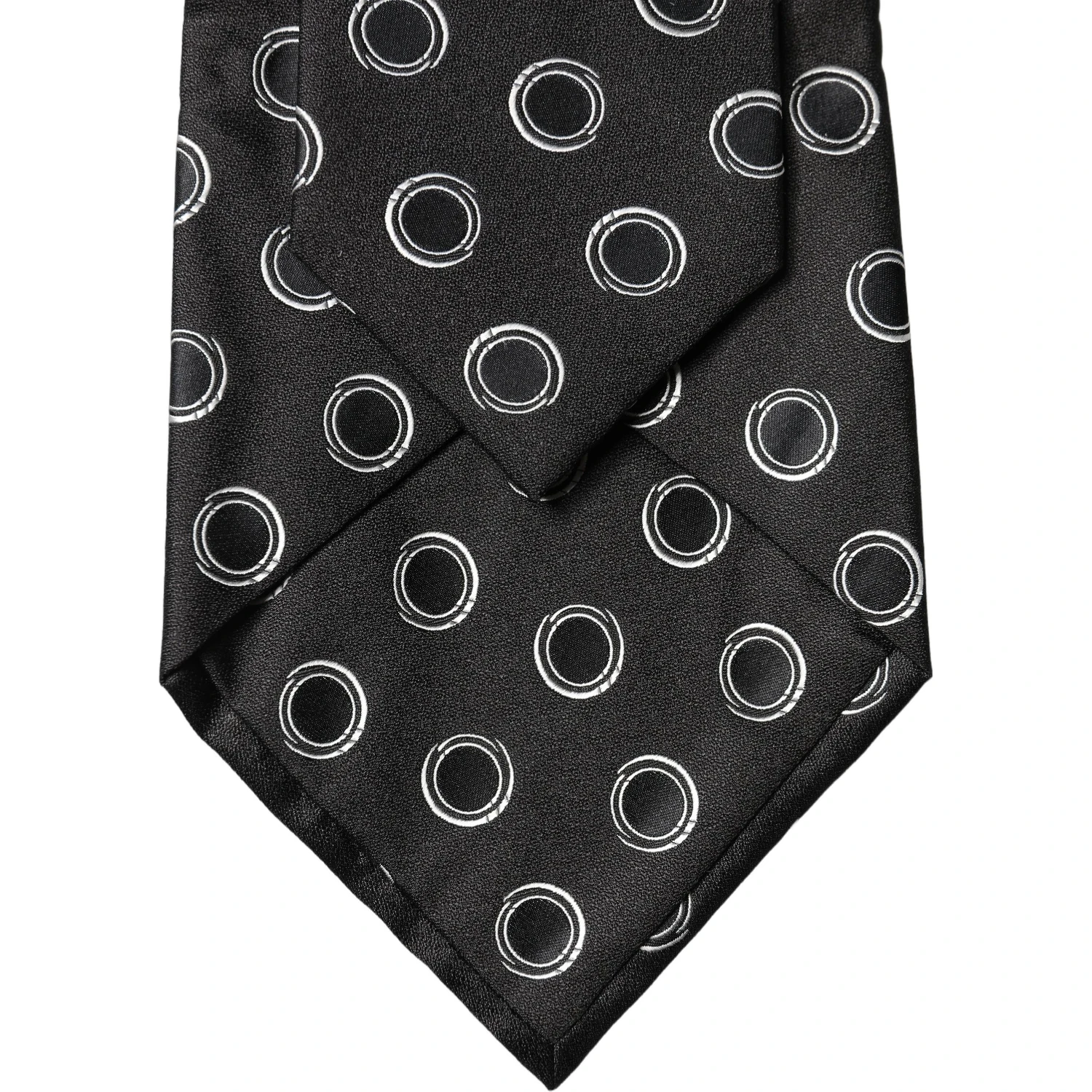 Black White Polka Dot Silk Adjustable Women Necktie Tie