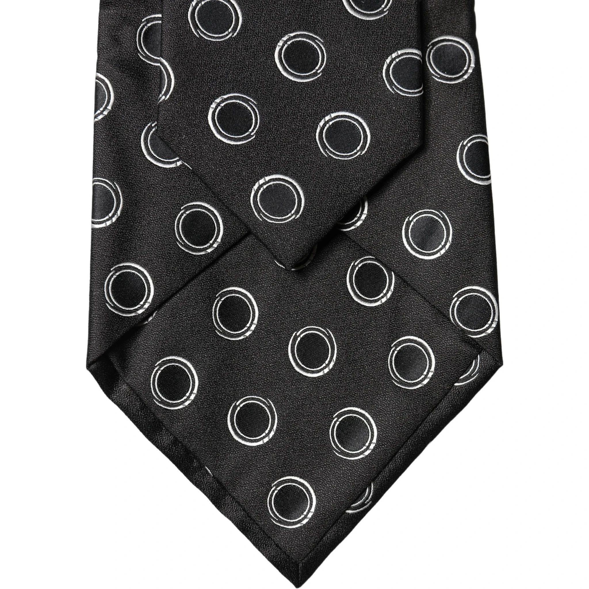 Black White Polka Dot Silk Adjustable Women Necktie Tie