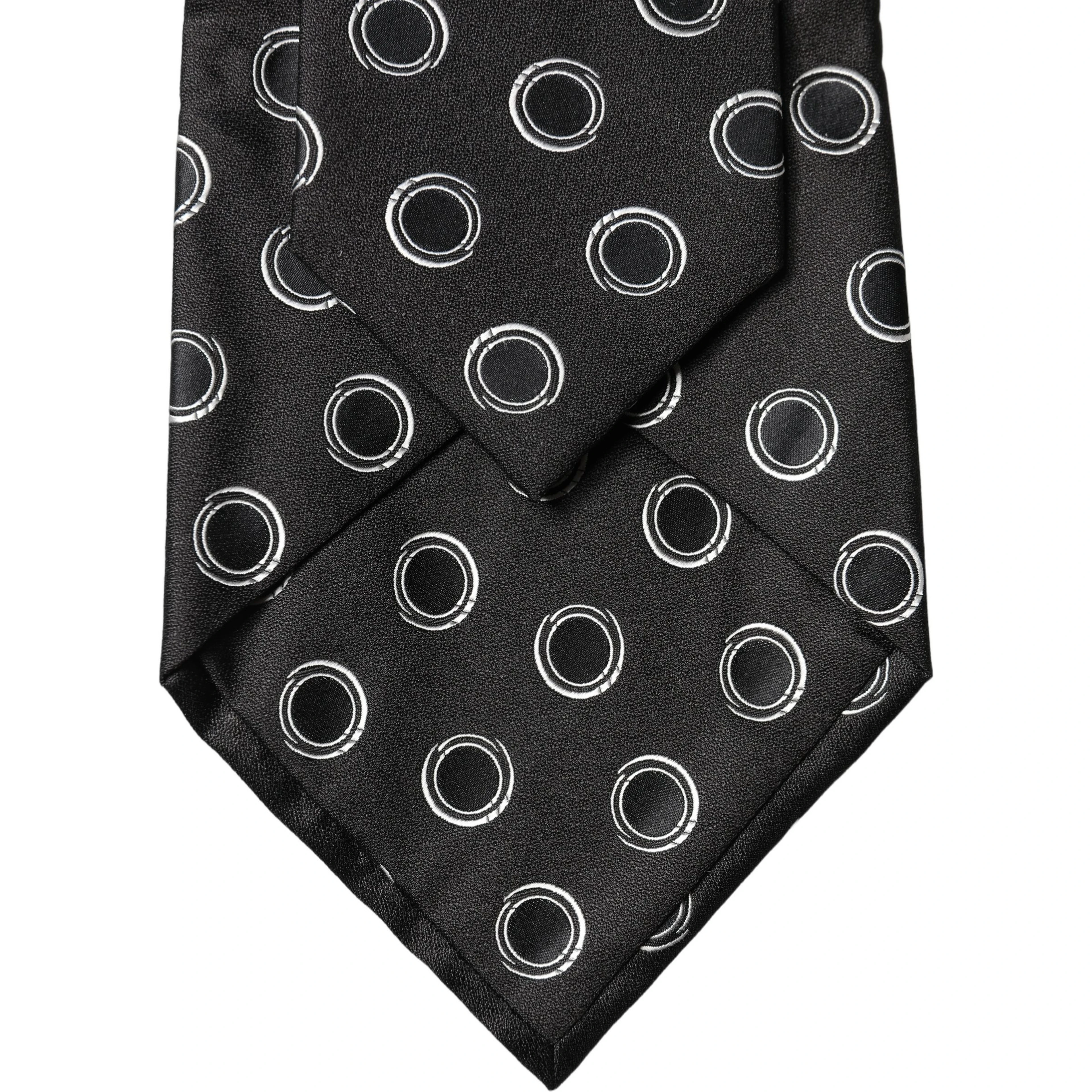 Black White Polka Dot Silk Adjustable Women Necktie Tie