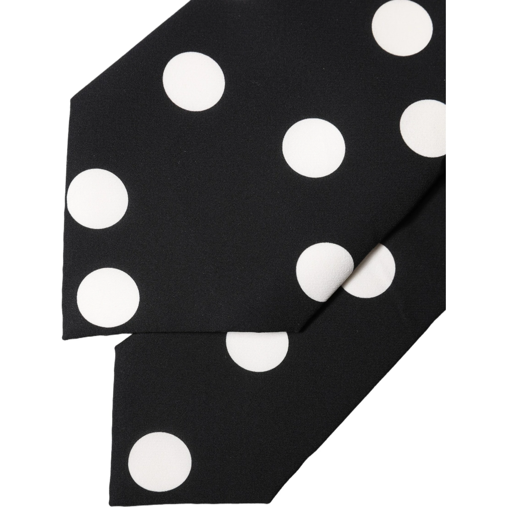 Black White Polka Dot Silk Adjustable Women Necktie Tie