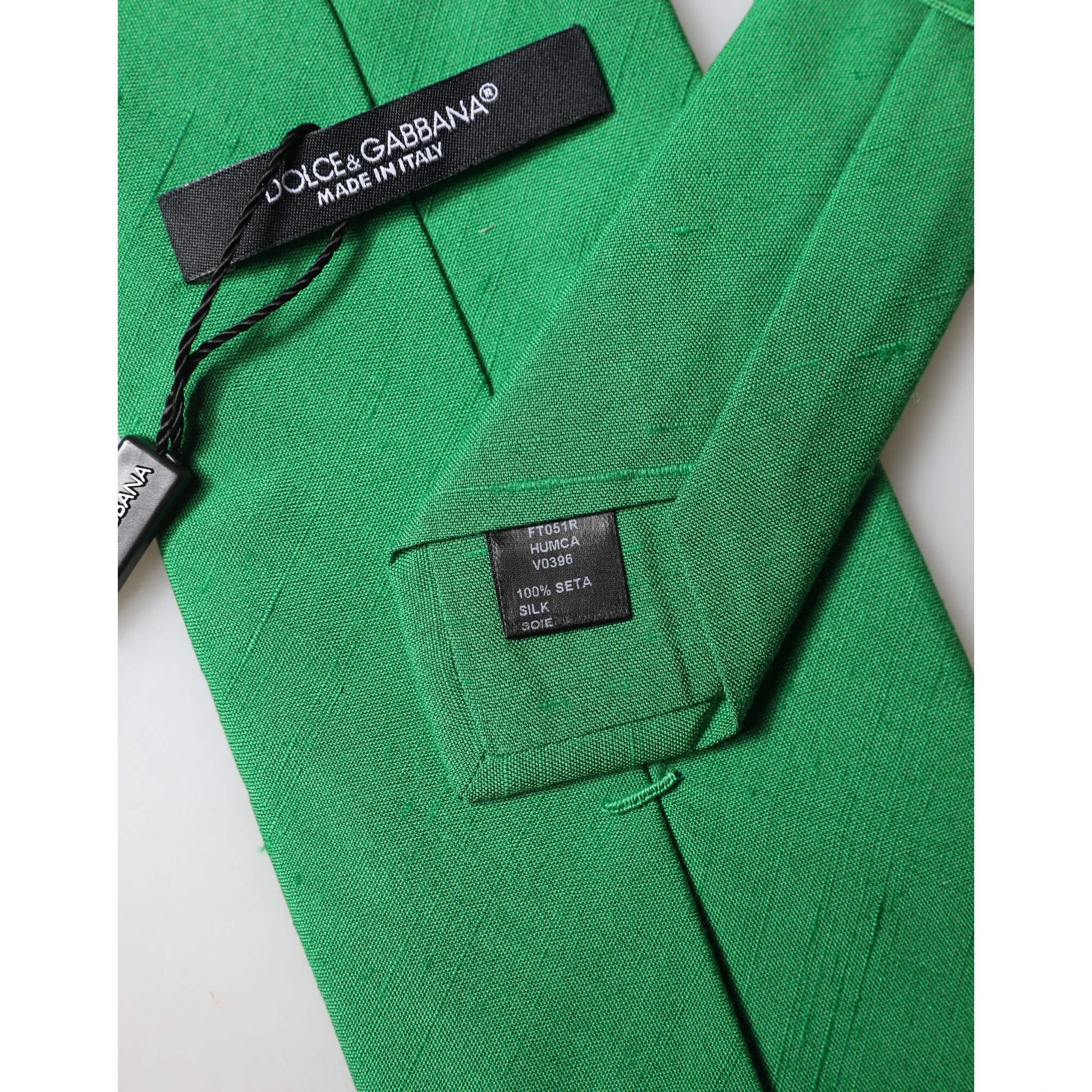 Green Solid Silk Cotton Adjustable Women Necktie Tie
