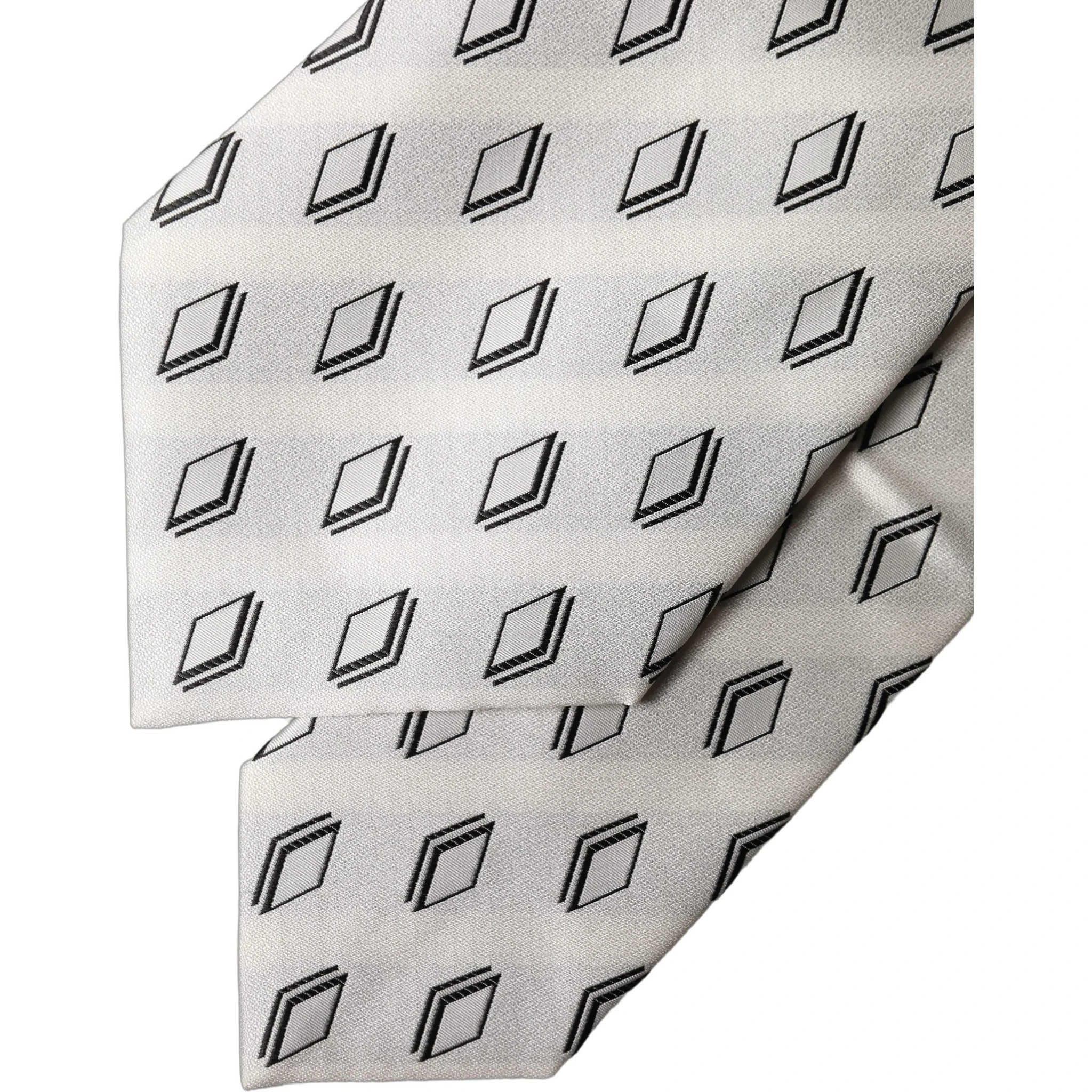 White Patterned Silk Adjustable Women Tied Necktie Tie