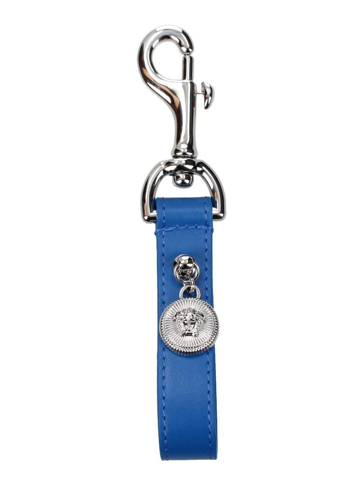 Blue Leather Keychain
