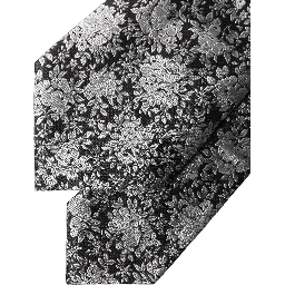 Black Silver Floral Silk Adjustable Women Necktie Tie