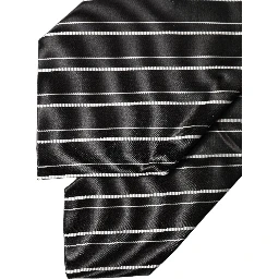 Black White Stripes Silk Adjustable Women Necktie Tie