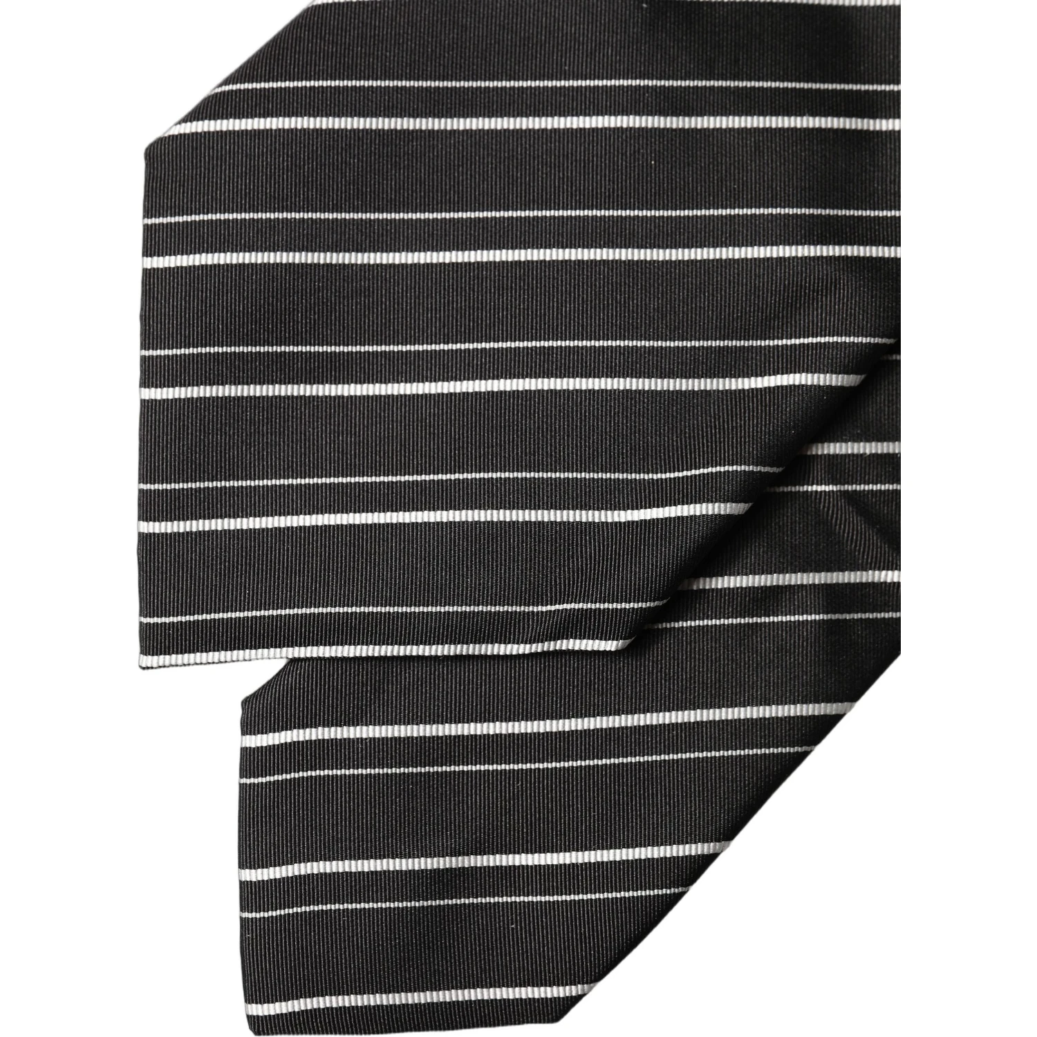 Black White Stripes Silk Adjustable Women Necktie Tie