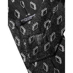 Black Patterned Silk Adjustable Women Tied Necktie Tie