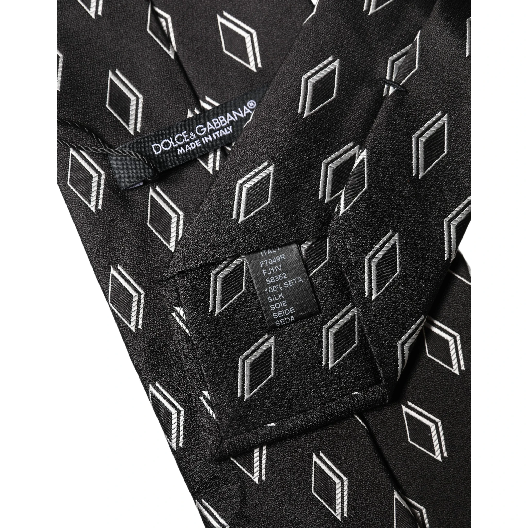Black Patterned Silk Adjustable Women Tied Necktie Tie
