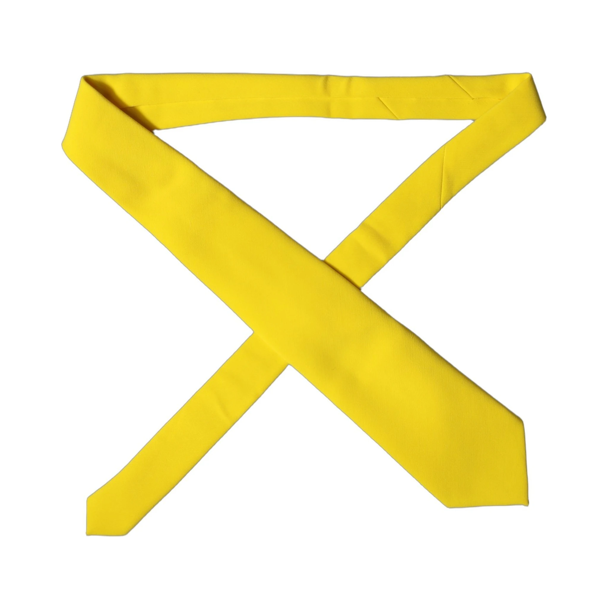 Yellow Solid Polyester Adjustable Women Tied Necktie Tie
