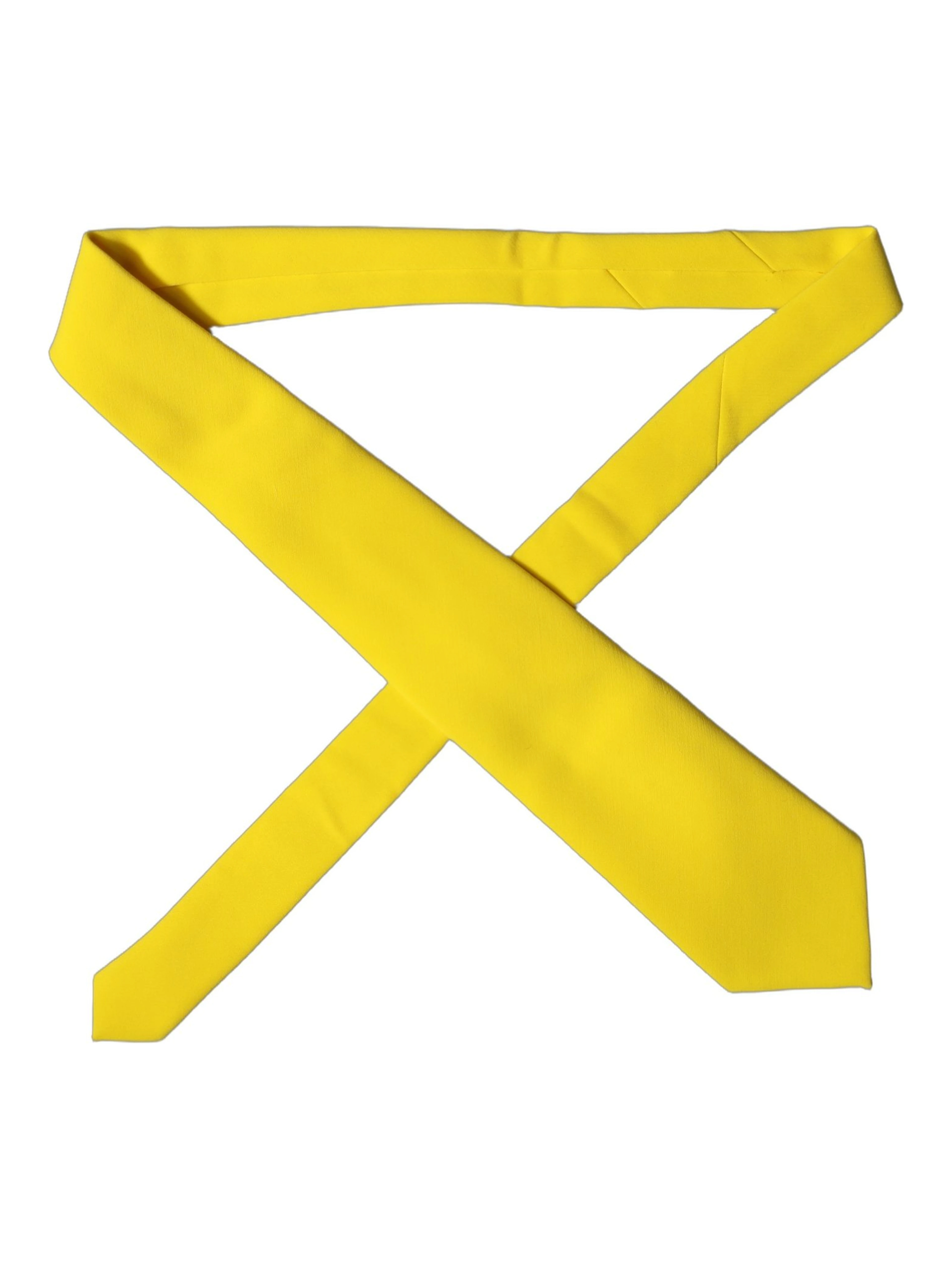 Yellow Solid Polyester Adjustable Women Tied Necktie Tie