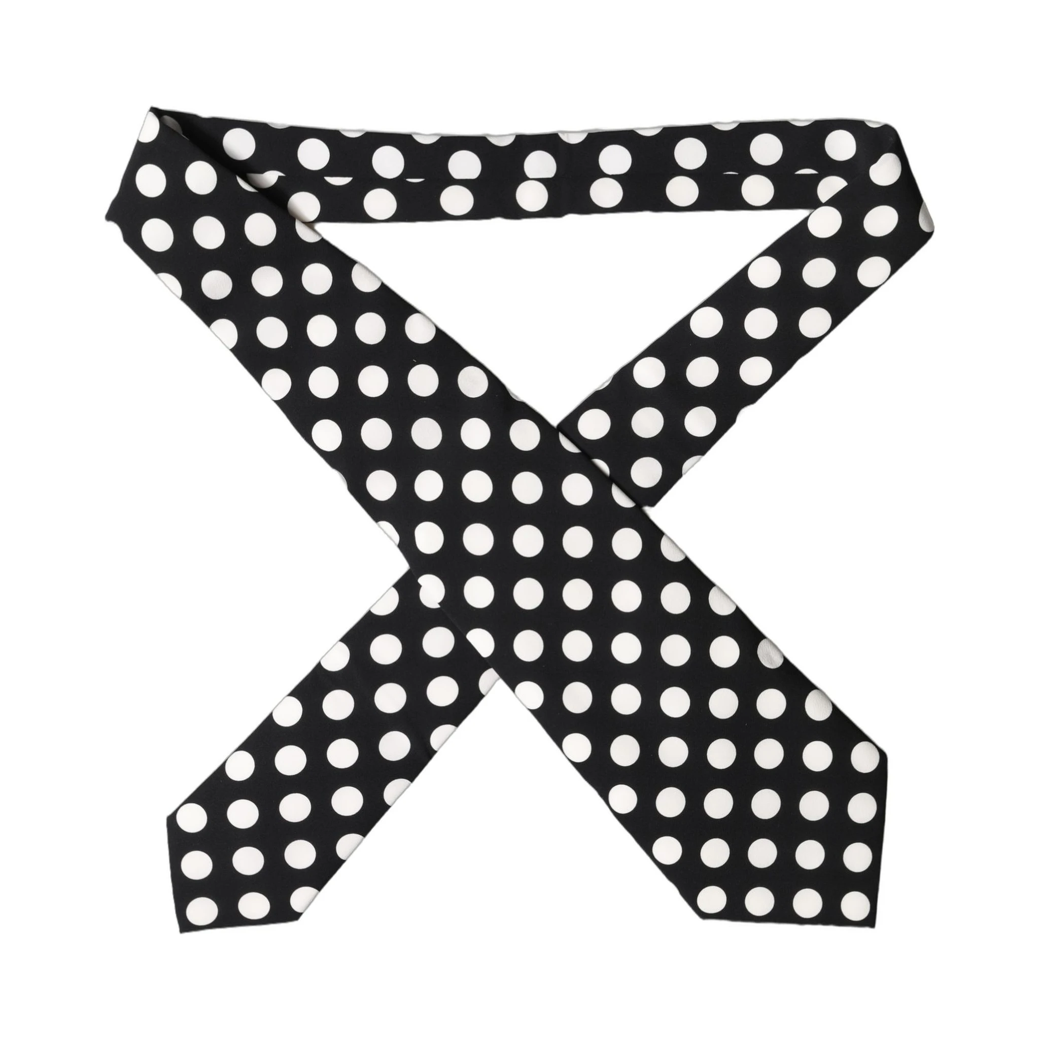 Black White Polka Dot Silk Adjustable Women Necktie Tie