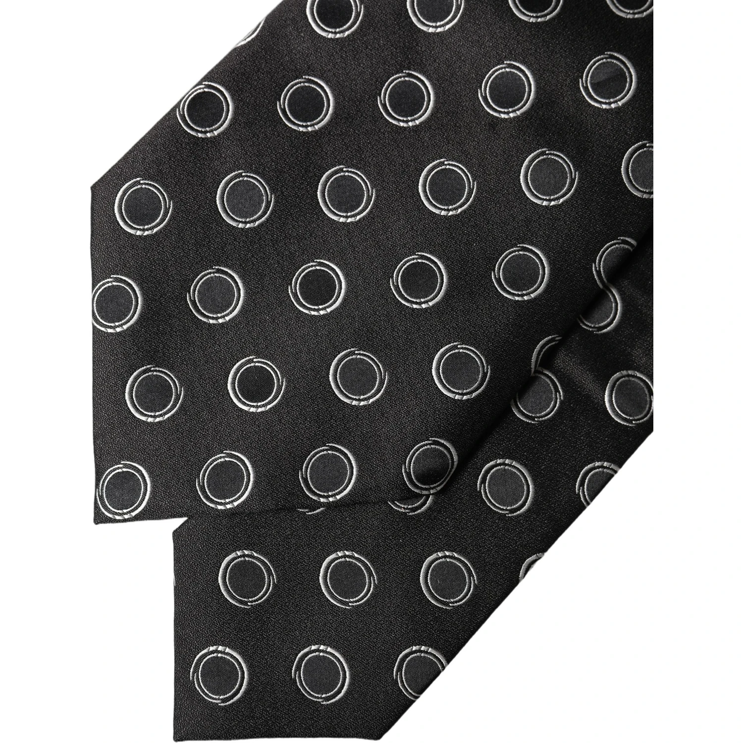 Black White Polka Dot Silk Adjustable Women Necktie Tie