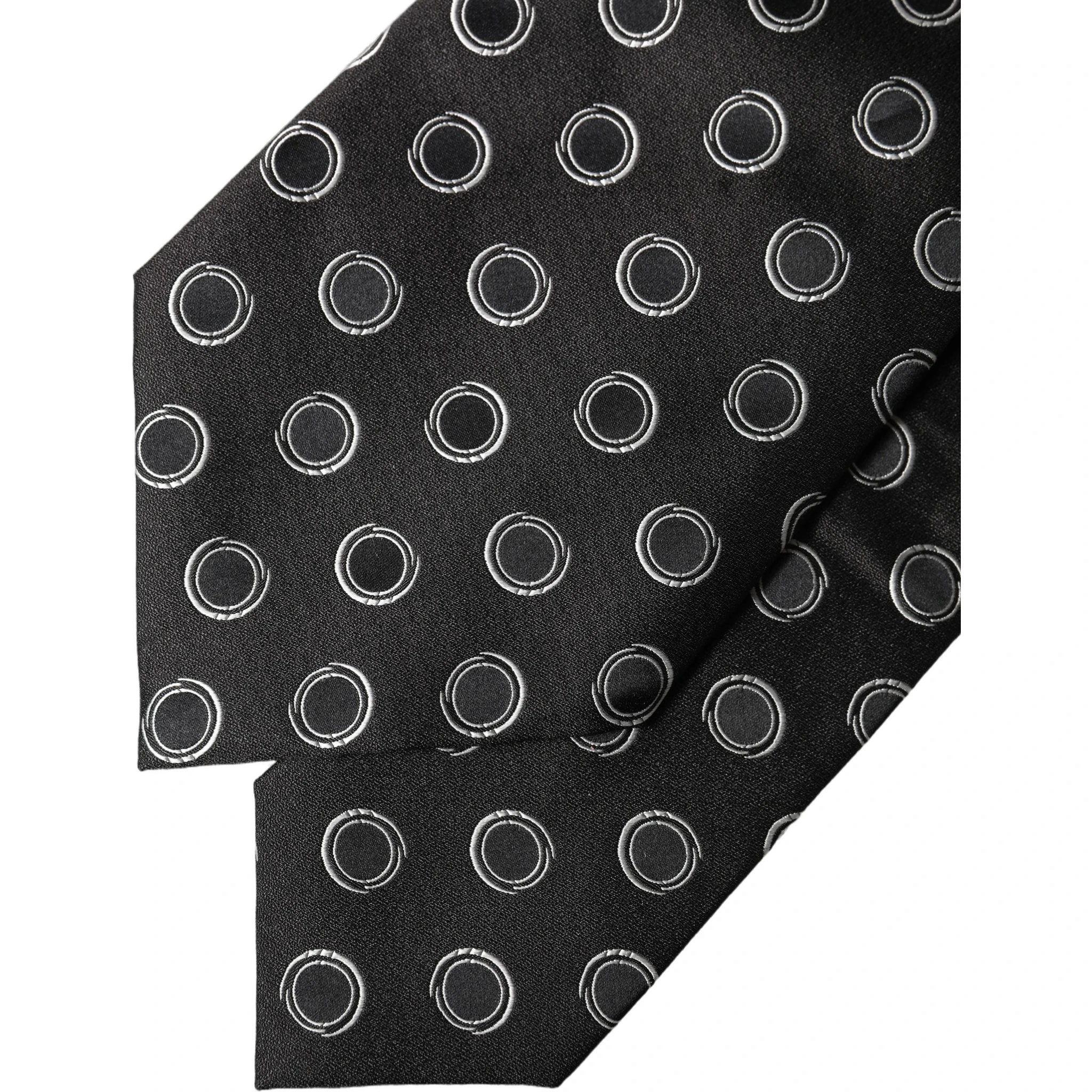 Black White Polka Dot Silk Adjustable Women Necktie Tie