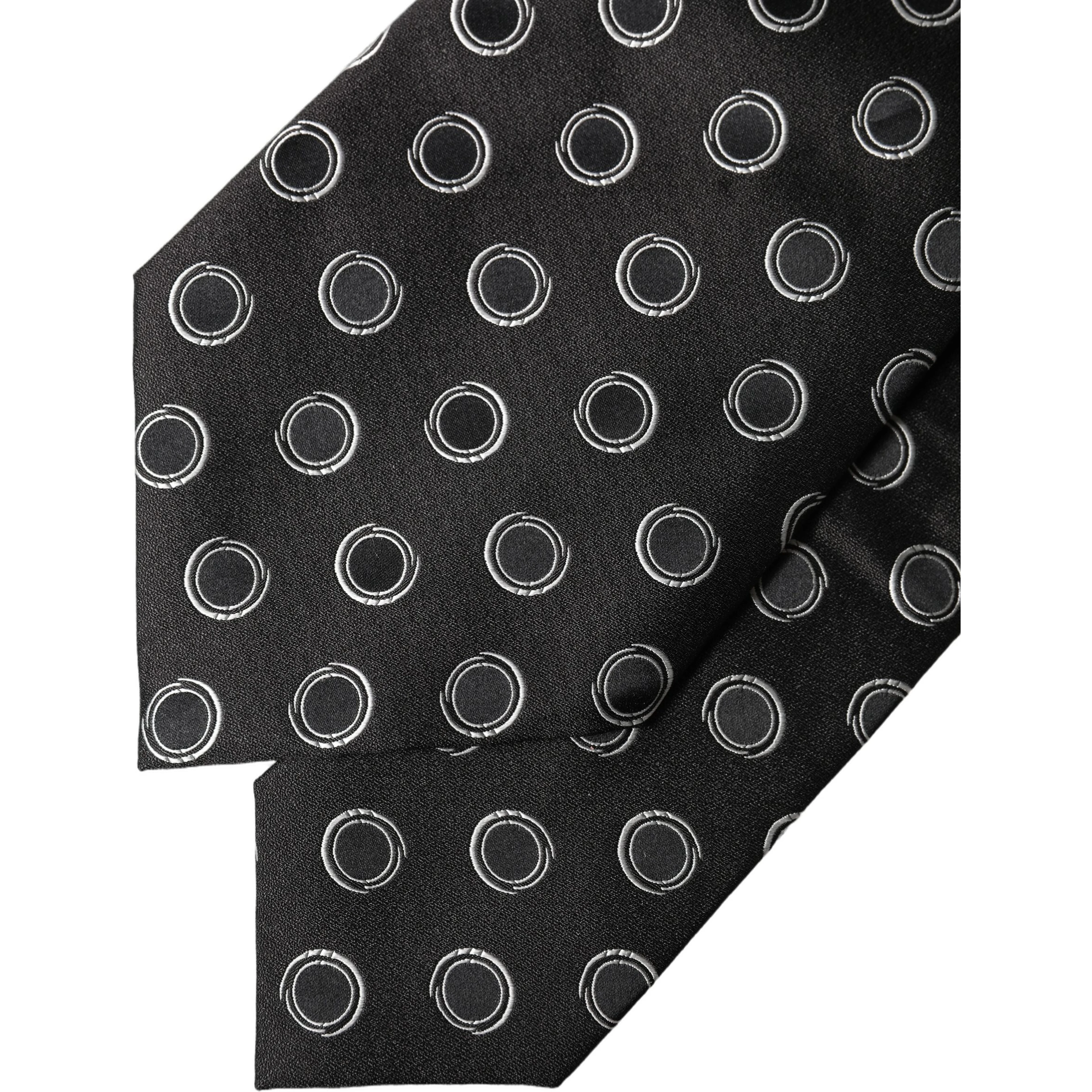 Black White Polka Dot Silk Adjustable Women Necktie Tie