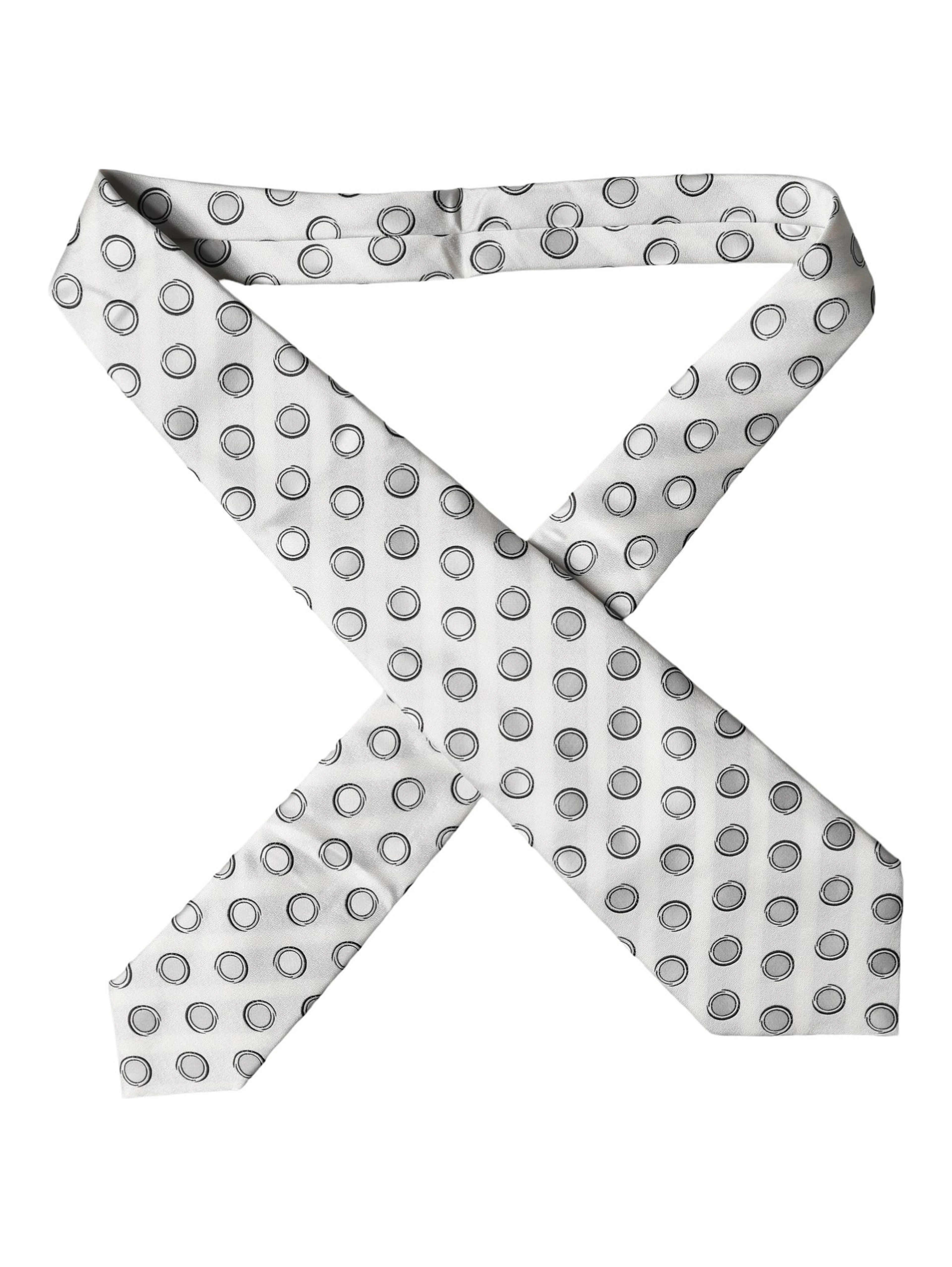 White Gray Polka Dot Silk Adjustable Women Necktie Tie