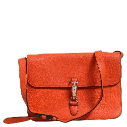 Jackie Soft Flap Shoulder Bag Leather Orange