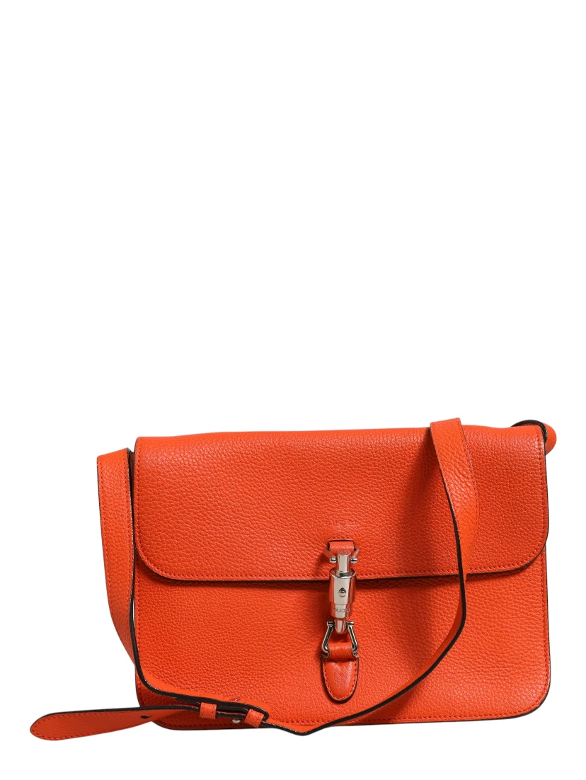 Jackie Soft Flap Shoulder Bag Leather Orange