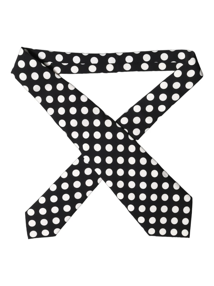 Black White Polka Dot Silk Adjustable Women Necktie Tie alternative
