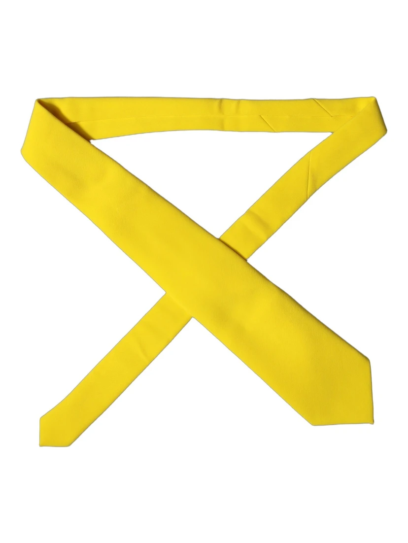 Yellow Solid Polyester Adjustable Women Tied Necktie Tie