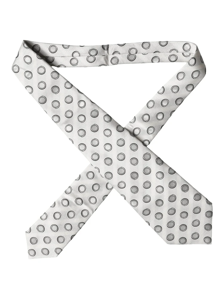 White Gray Polka Dot Silk Adjustable Women Necktie Tie alternative