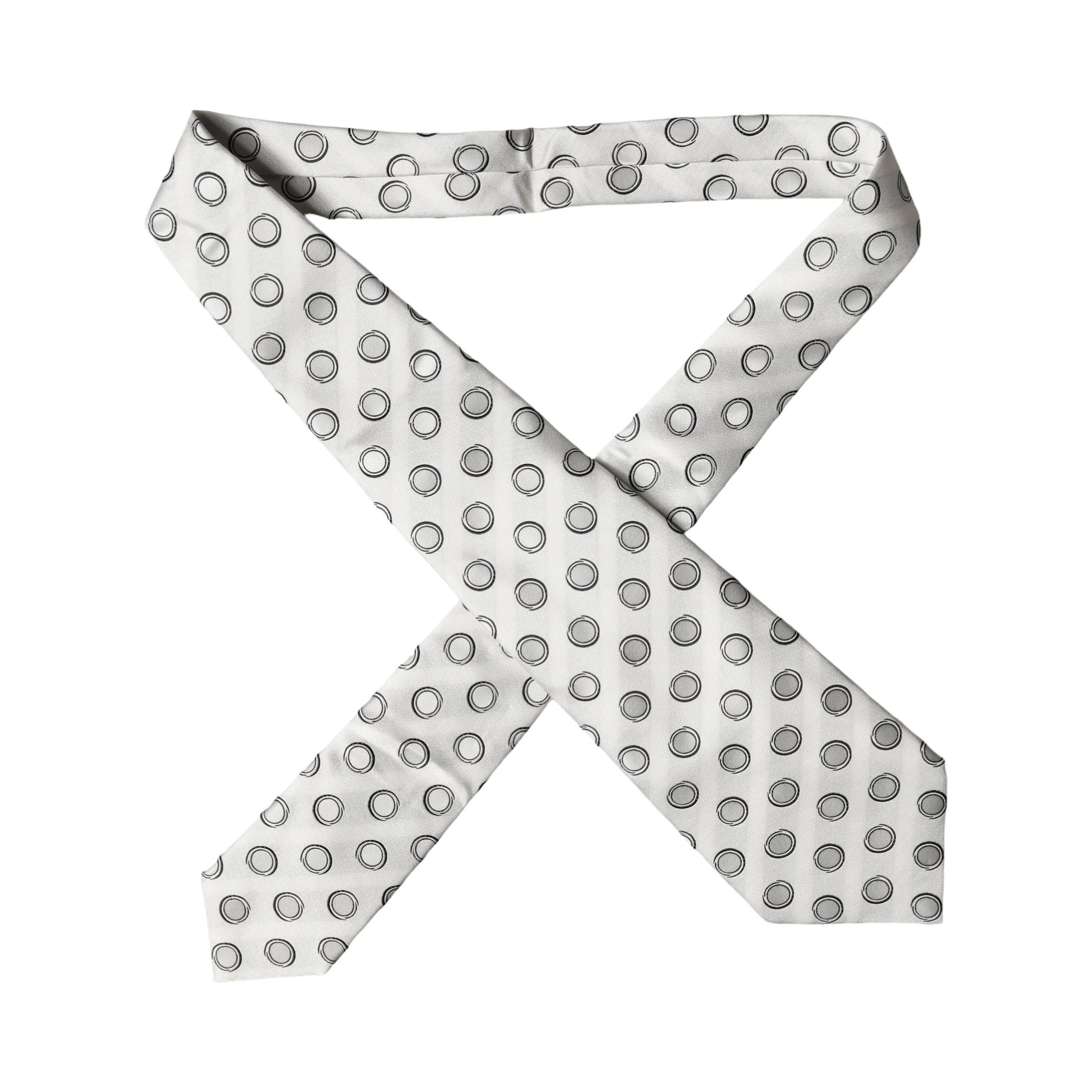 White Gray Polka Dot Silk Adjustable Women Necktie Tie