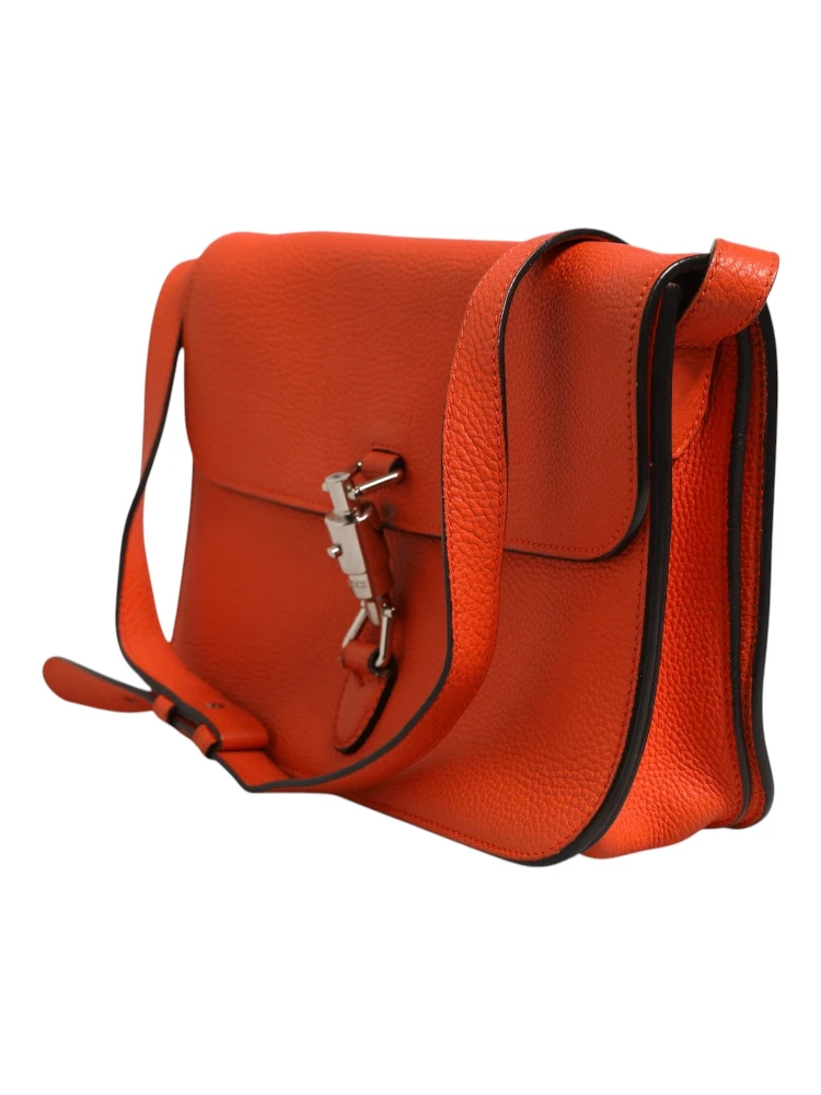 Jackie Soft Flap Shoulder Bag Leather Orange alternative