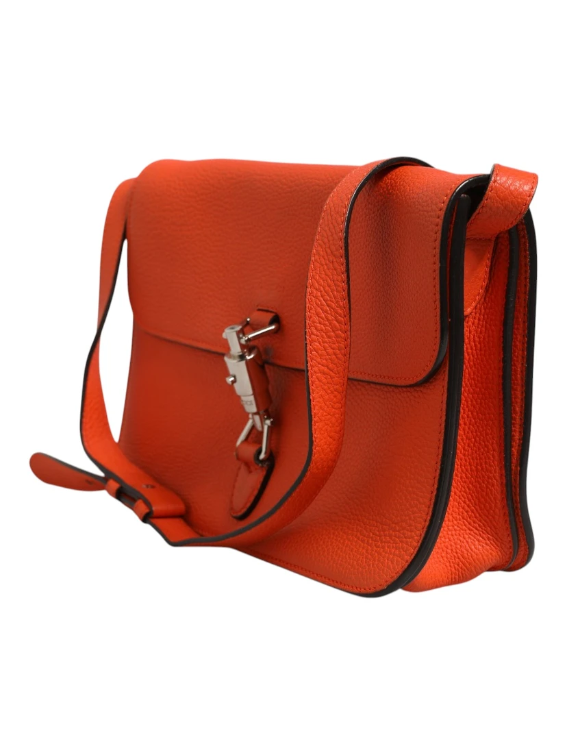 Jackie Soft Flap Shoulder Bag Leather Orange