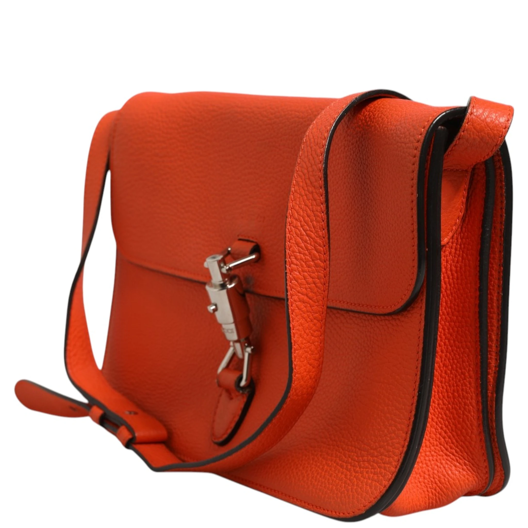 Jackie Soft Flap Shoulder Bag Leather Orange