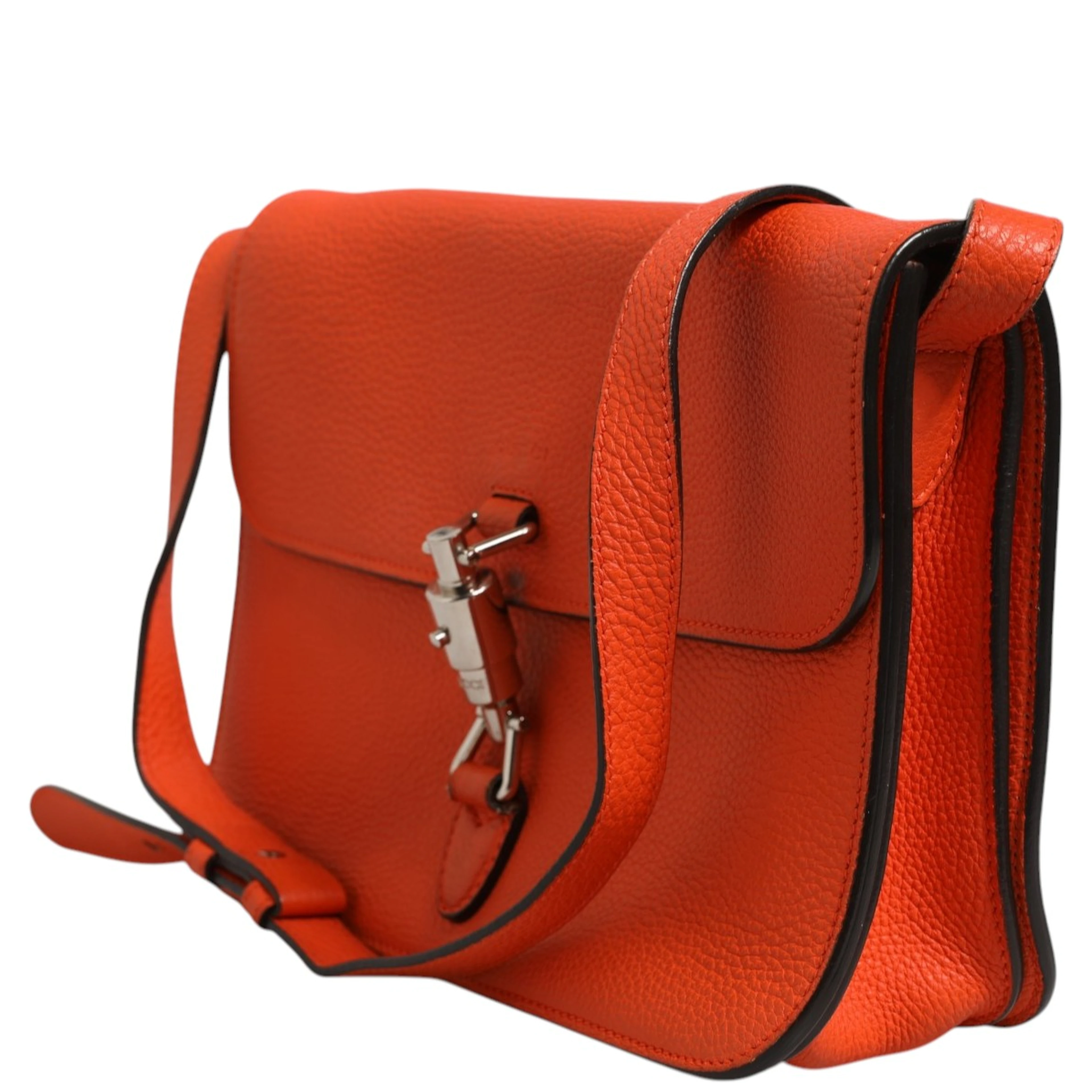 Jackie Soft Flap Shoulder Bag Leather Orange