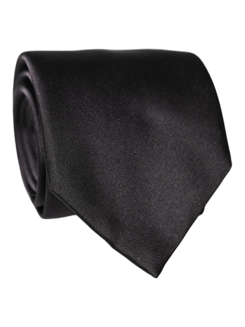 Black Satin 100% Silk Adjustable Women Tied Necktie Tie
