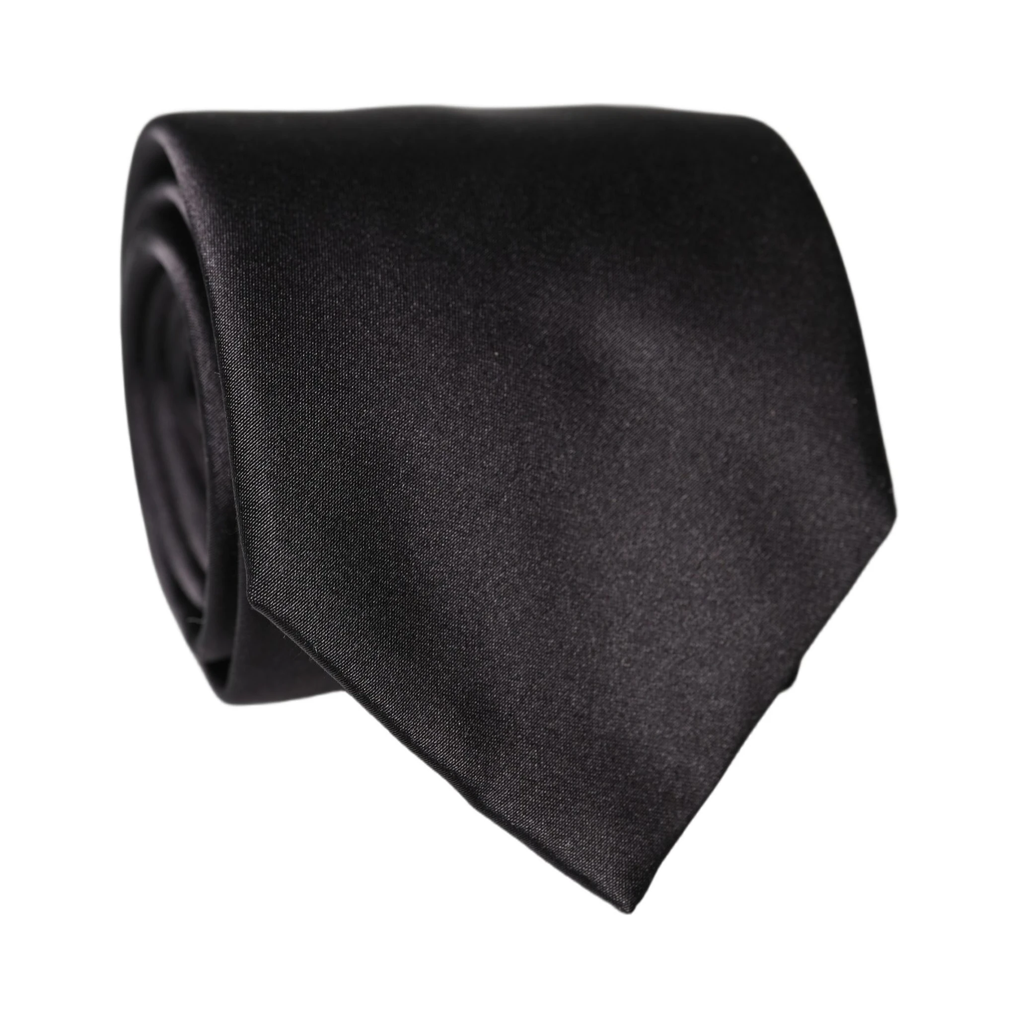 Black Satin 100% Silk Adjustable Women Tied Necktie Tie