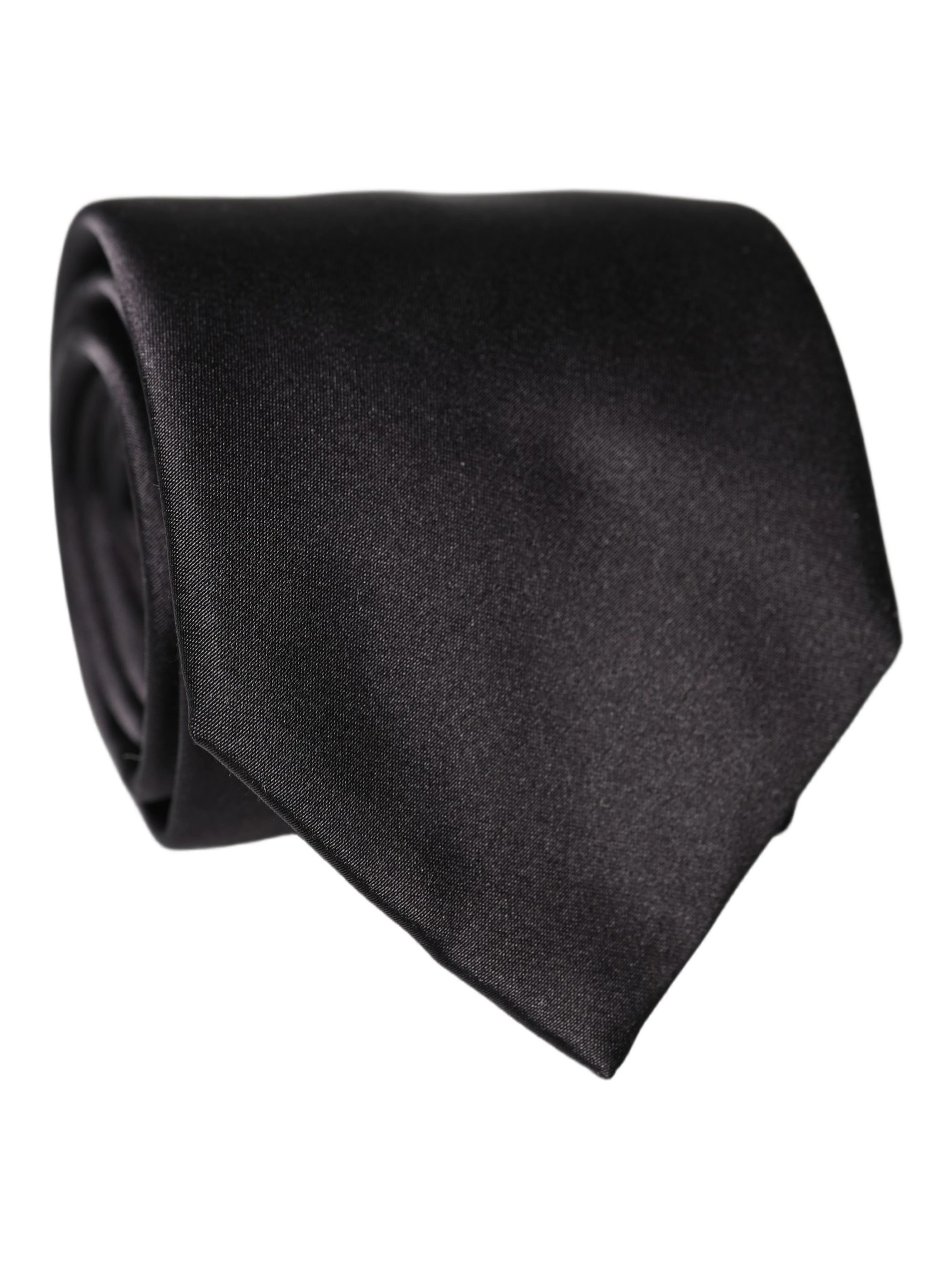 Black Satin 100% Silk Adjustable Women Tied Necktie Tie