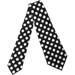 Black White Polka Dot Silk Adjustable Women Necktie Tie
