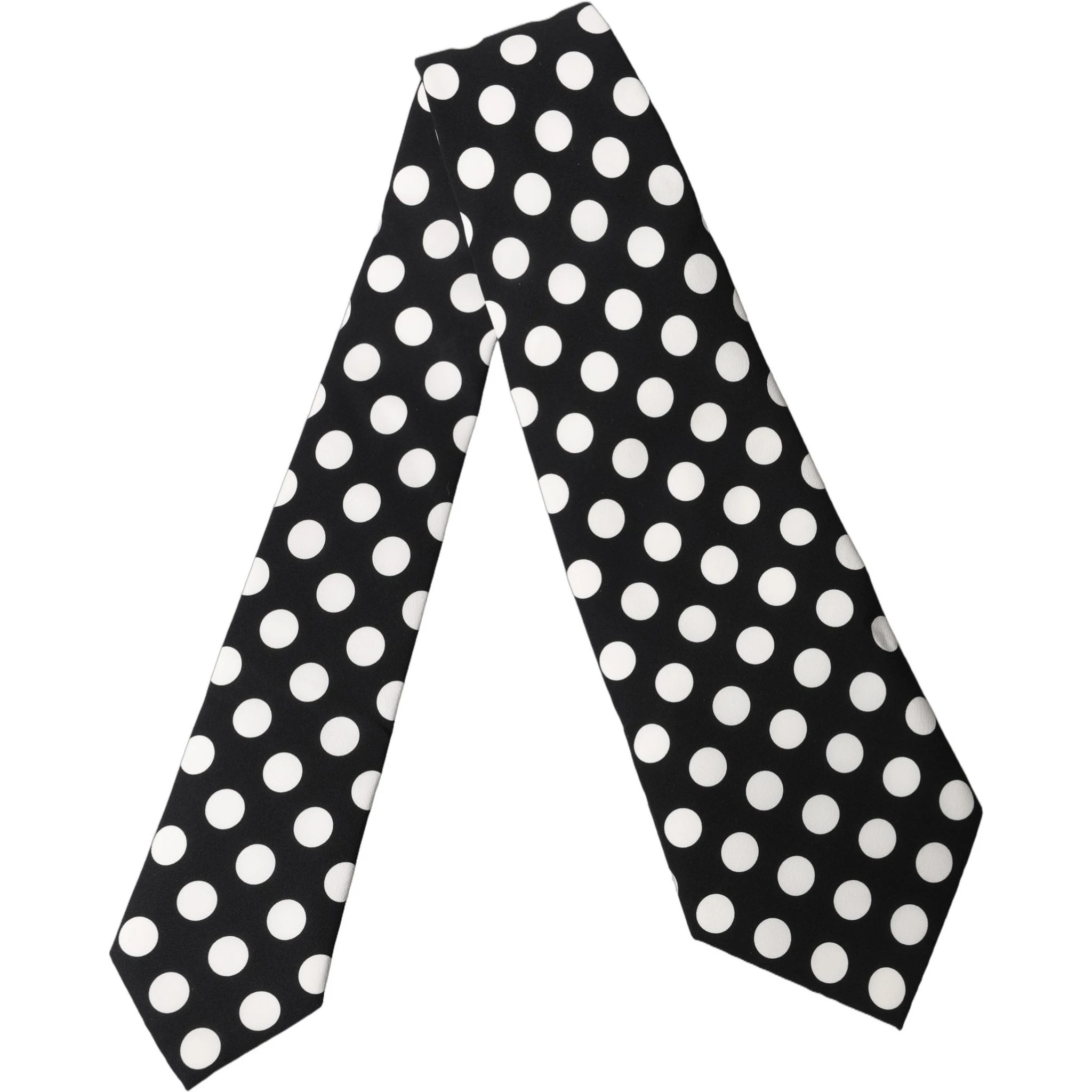 Black White Polka Dot Silk Adjustable Women Necktie Tie