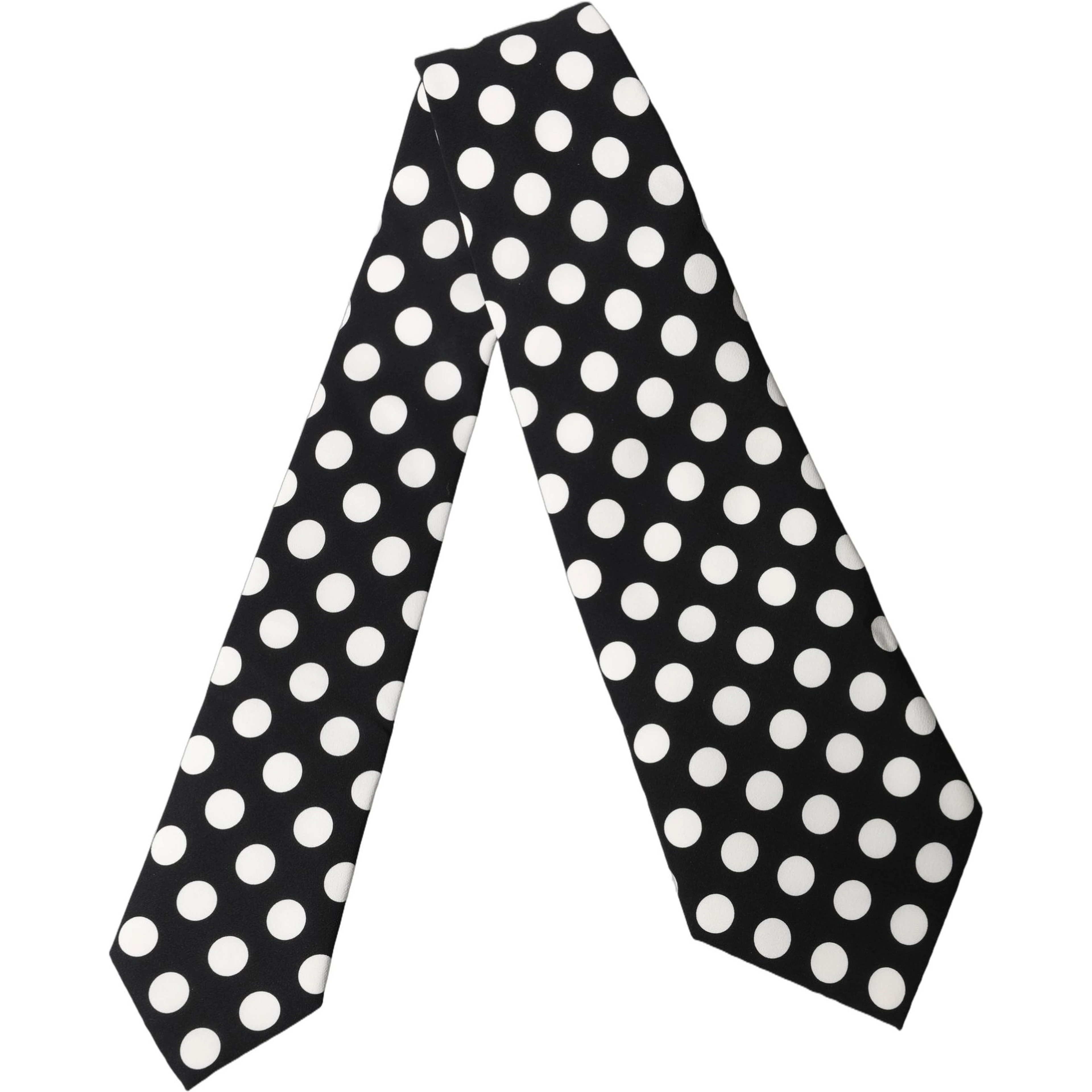 Black White Polka Dot Silk Adjustable Women Necktie Tie
