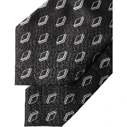 Black Patterned Silk Adjustable Women Tied Necktie Tie