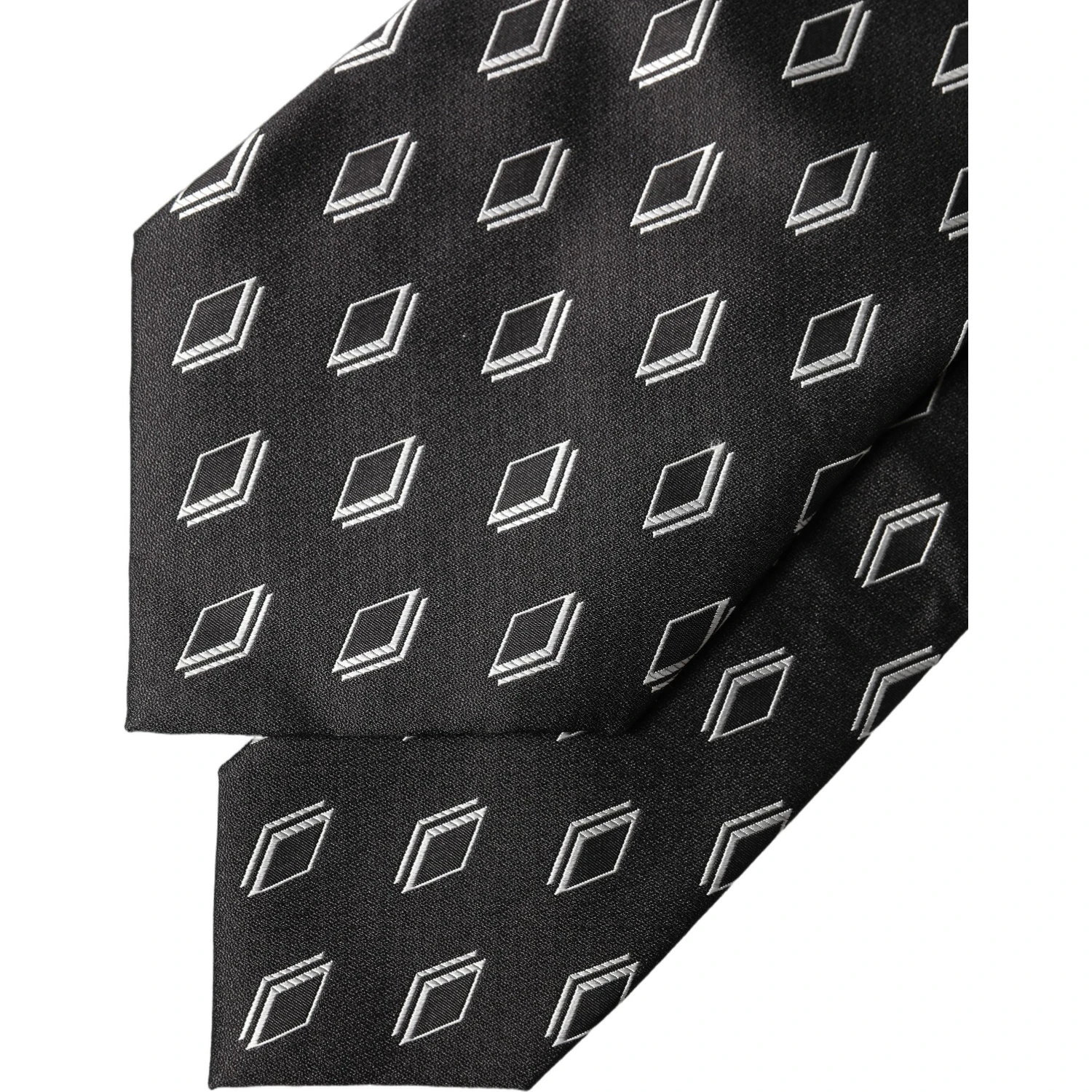 Black Patterned Silk Adjustable Women Tied Necktie Tie