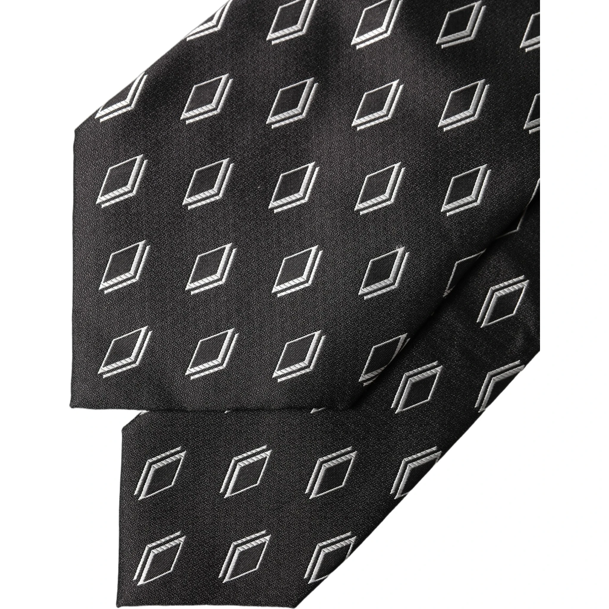 Black Patterned Silk Adjustable Women Tied Necktie Tie