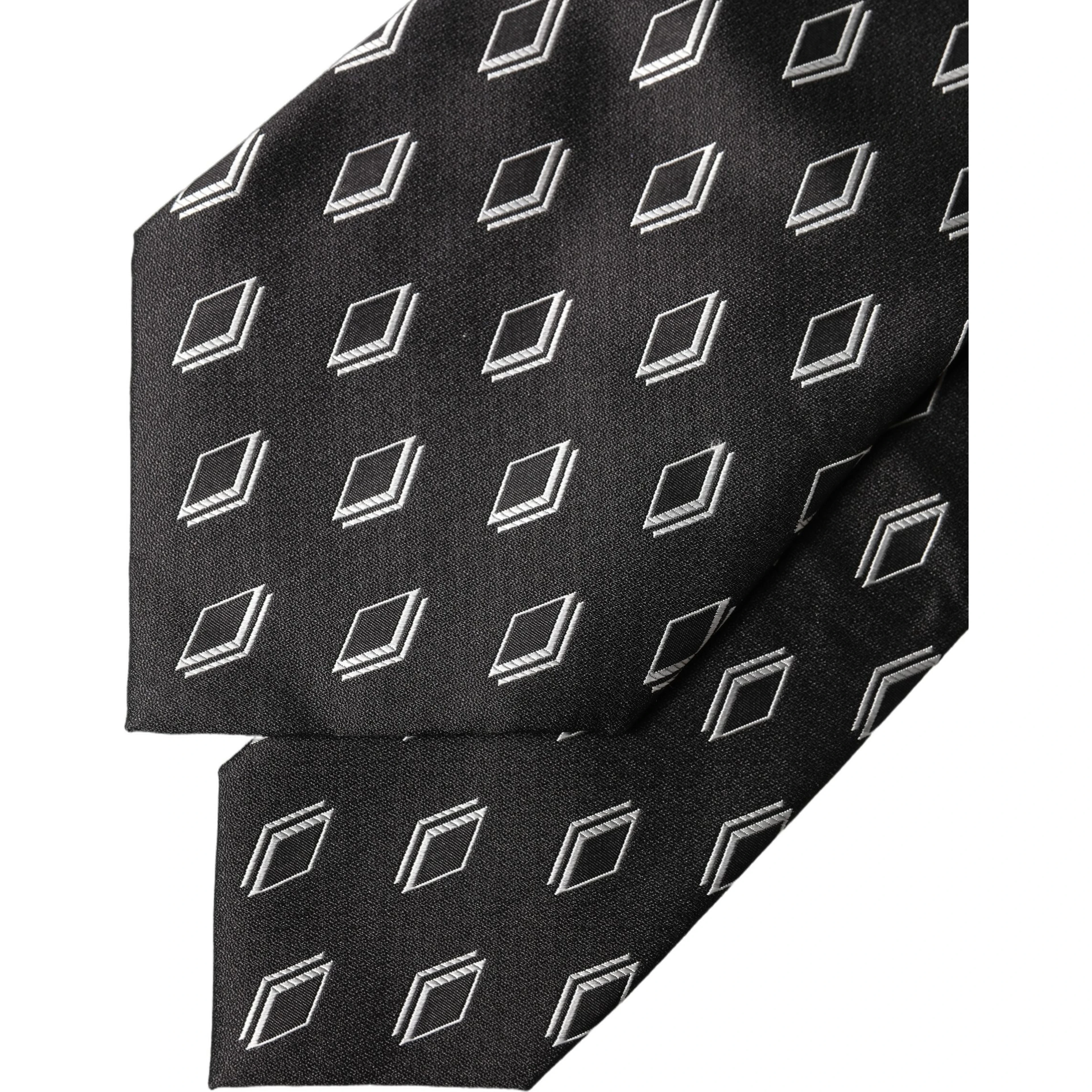 Black Patterned Silk Adjustable Women Tied Necktie Tie