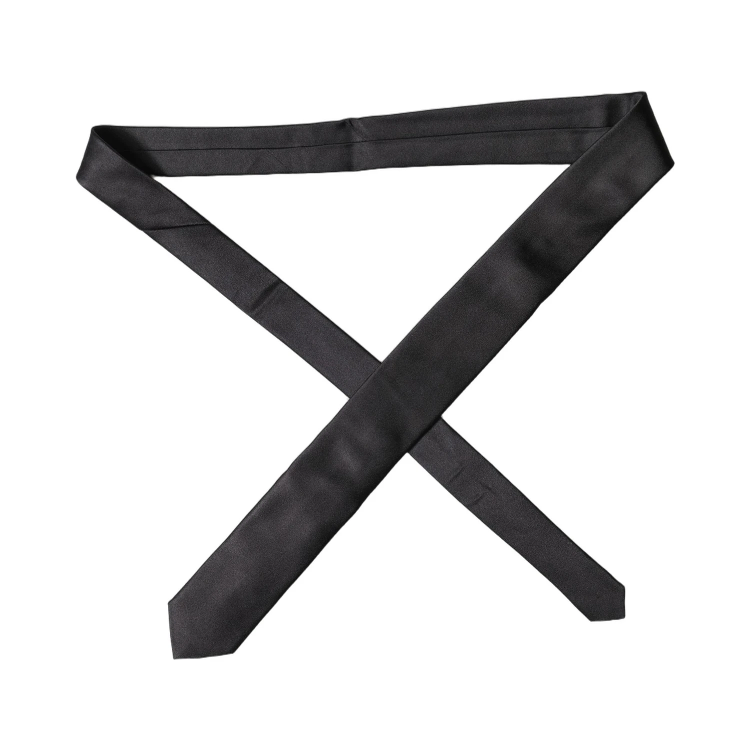 Black Solid Silk Satin Wide Adjustable Men Necktie Tie